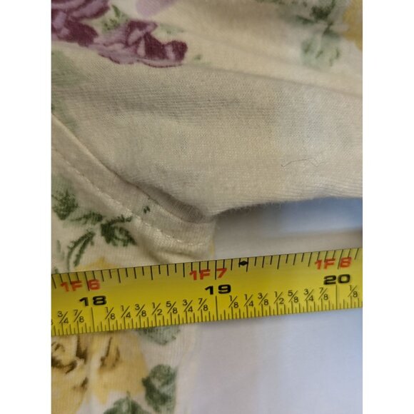 Lauren Ralph Lauren Floral Nightshirt S 100% Cotton Button-Down Yellow & Purple - Picture 4 of 7